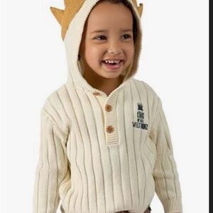 Modern Moments x Where the Wild Things Are Toddler Neutral Hooded Sweater. 4T